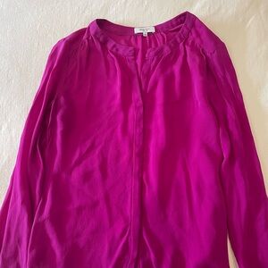 Babaton Pink Buttoned Blouse with Mandarin Collar